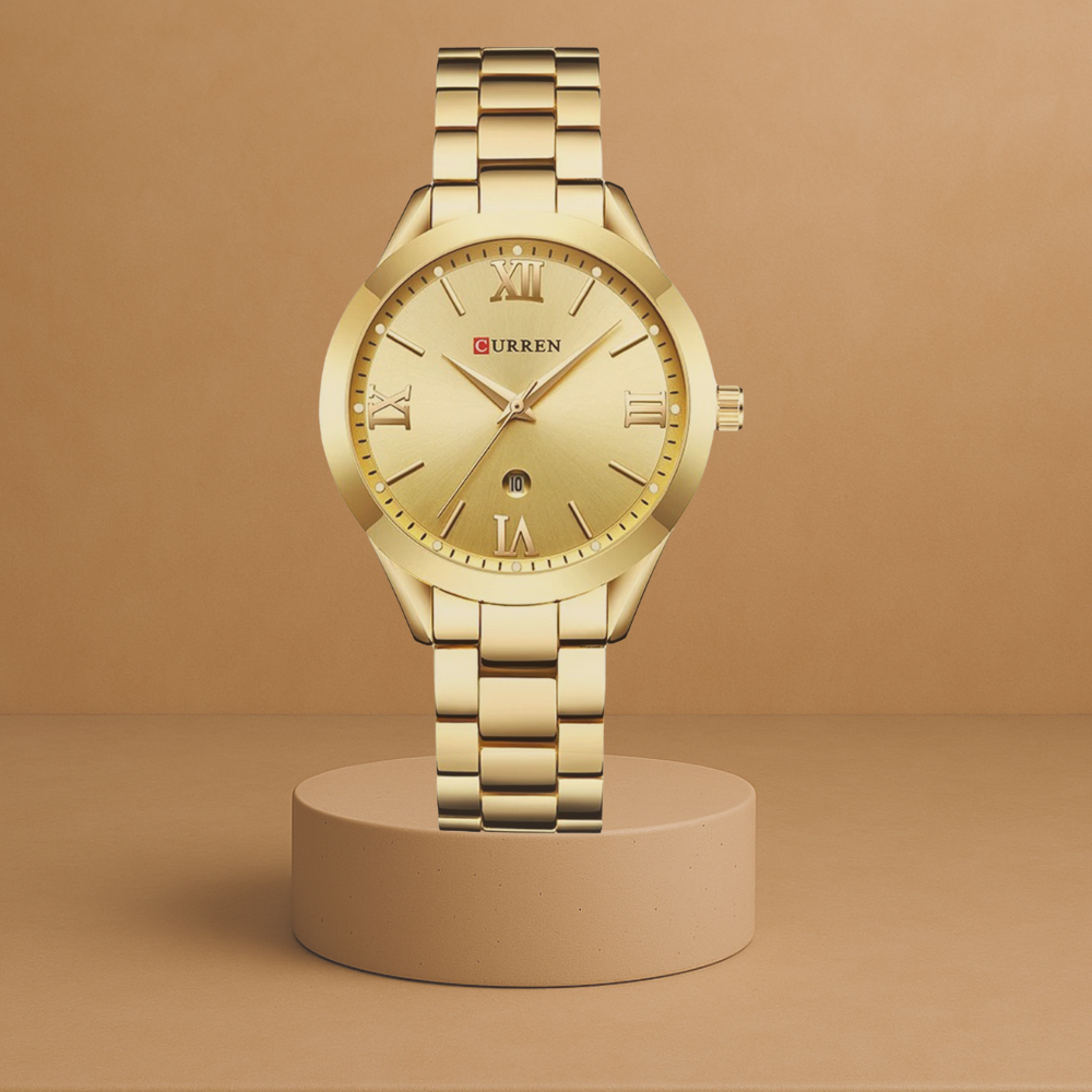 Ella women's stainless steel watch with gold Roman numerals