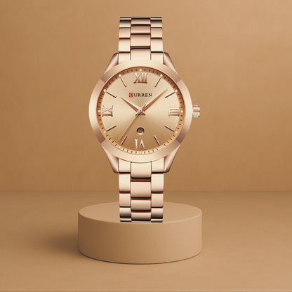 Ella women's stainless steel watch with rose gold Roman numerals