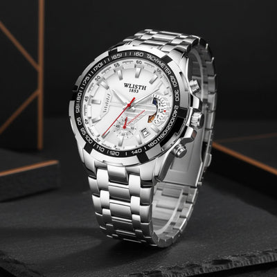 Luxury Men’s Waterproof Quartz Watch – Stainless Steel Chronograph | 47mm