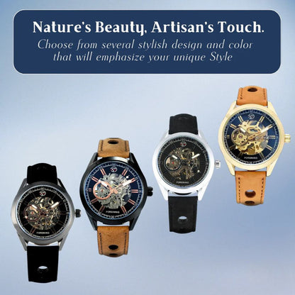 Felipe | Bold Men’s Skeleton Leather Watch