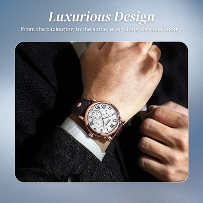 Lucas | Timed Precision Leather Chronograph Watch