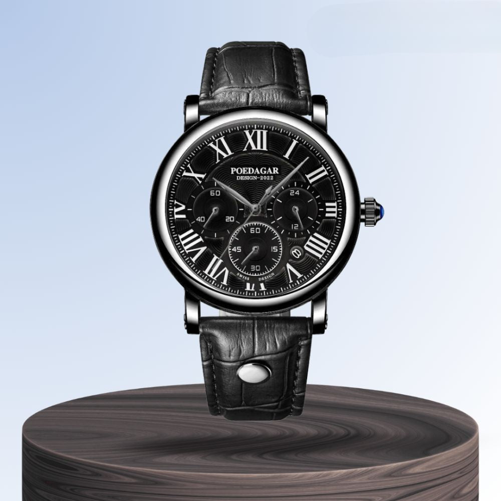 Lucas | Timed Precision Leather Chronograph Watch