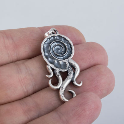 Handcrafted Nautilus of the Deep Pendant - Sterling Silver