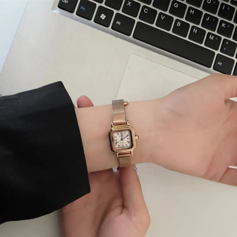 Zalene | Small Square Retro  Steel Watch