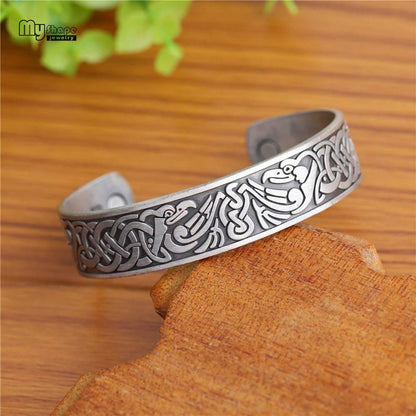 Antique Celtic Cuff Bangle - Ravens