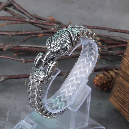 Celtic Eagle's Bite Heavy Chain Bracelet - Stainless Steel