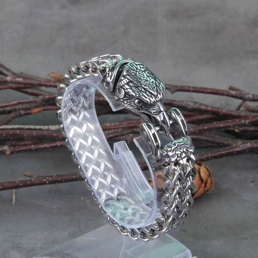 Celtic Eagle's Bite Heavy Chain Bracelet - Stainless Steel