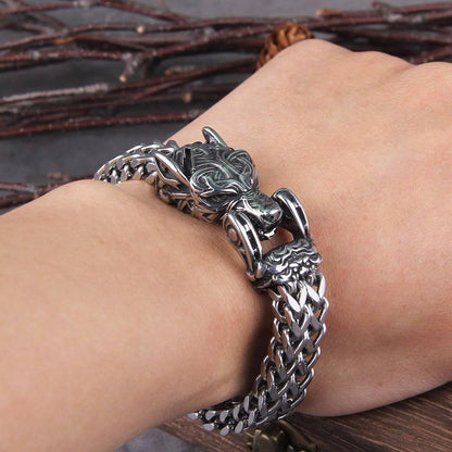 Celtic Fenrir's Bite Heavy Chain Bracelet - Stainless Steel