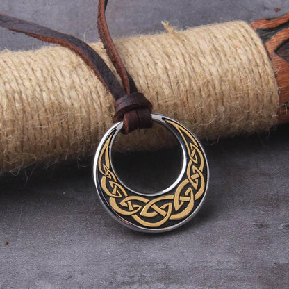 Golden Celtic Moon Pendant - Stainless Steel Men's Necklace