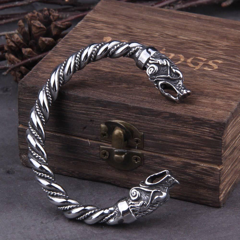 Dragon Head Torc Bracelet - Stainless Steel