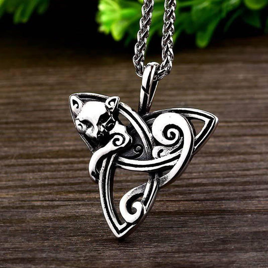 Fox Celtic Knot Pendant - Stainless Steel