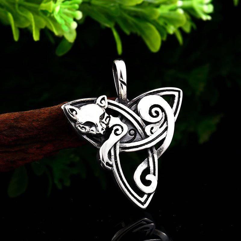 Fox Celtic Knot Pendant - Stainless Steel