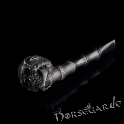 Handcarved Skull Smoking Pipe - Ash Tree