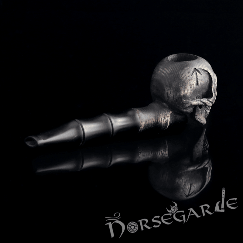 Handcarved Skull Smoking Pipe - Ash Tree