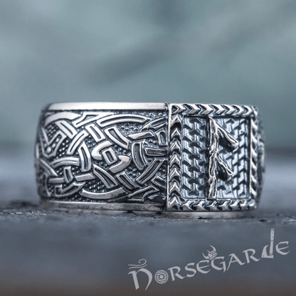Handcrafted Ansuz Rune Borre Ornament Band - Sterling Silver