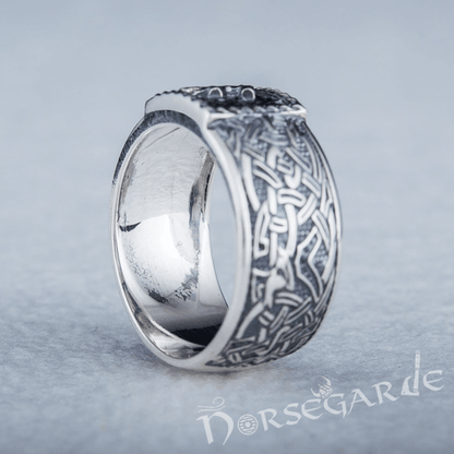 Handcrafted Ansuz Rune Borre Ornament Band - Sterling Silver