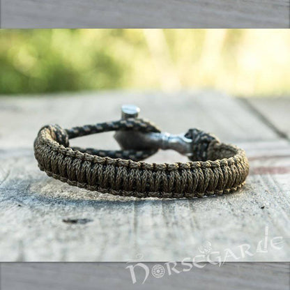 Handcrafted Bark Paracord Bracelet with Mjölnir - Sterling Silver