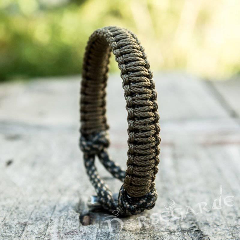 Handcrafted Bark Paracord Bracelet with Mjölnir - Sterling Silver