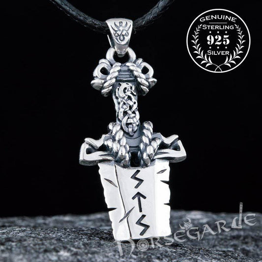 Handcrafted Broken Runic Sword Pendant - Sterling Silver