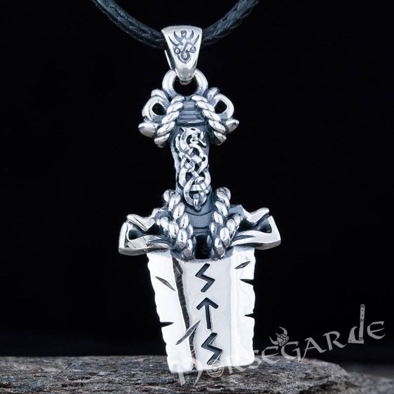 Handcrafted Broken Runic Sword Pendant - Sterling Silver