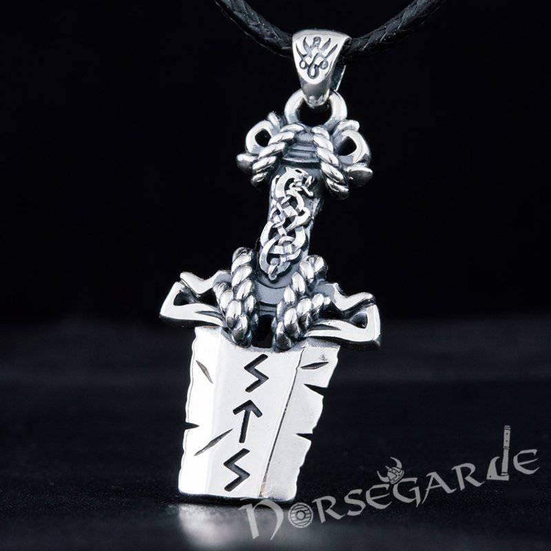 Handcrafted Broken Runic Sword Pendant - Sterling Silver