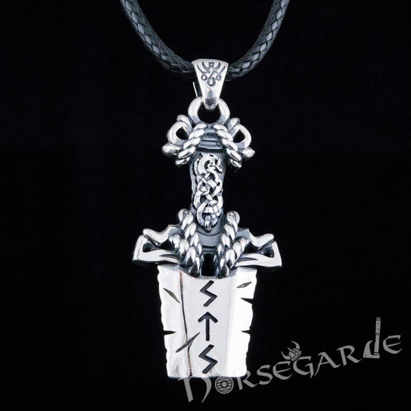 Handcrafted Broken Runic Sword Pendant - Sterling Silver