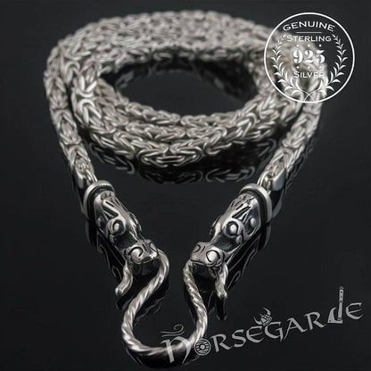 Handcrafted Byzantine Chain with Wolves - Sterling Silver