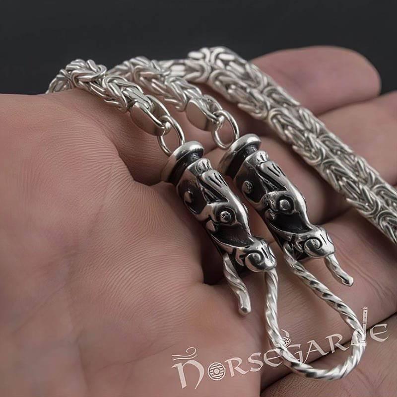 Handcrafted Byzantine Chain with Wolves - Sterling Silver