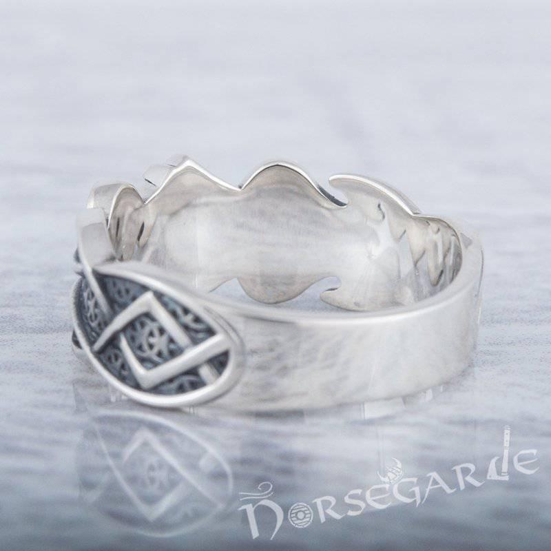 Handcrafted Celt Ornament Algiz Band - Sterling Silver