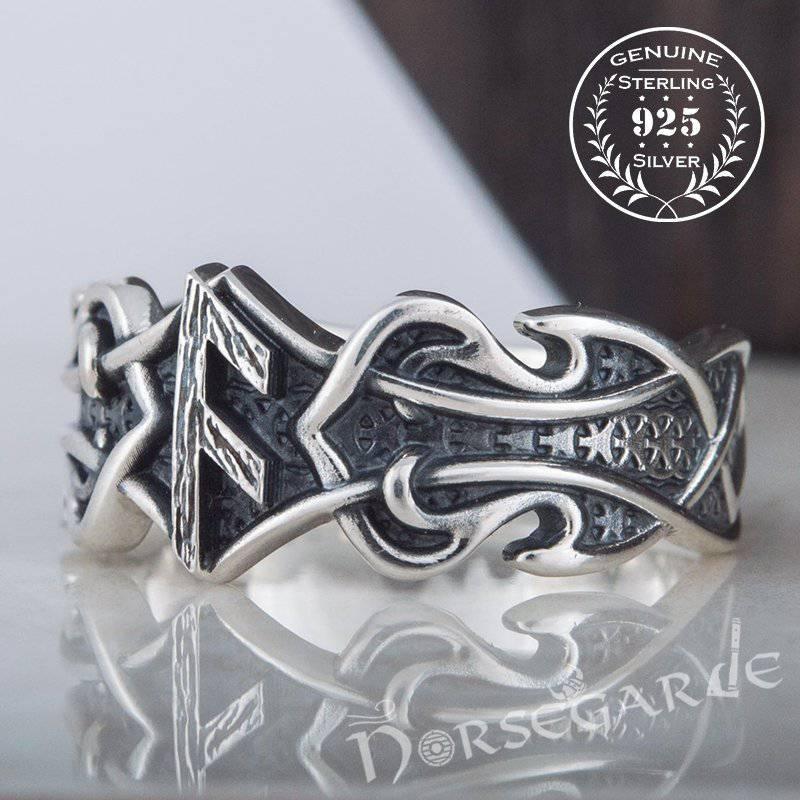 Handcrafted Celt Ornament Ansuz Band - Sterling Silver