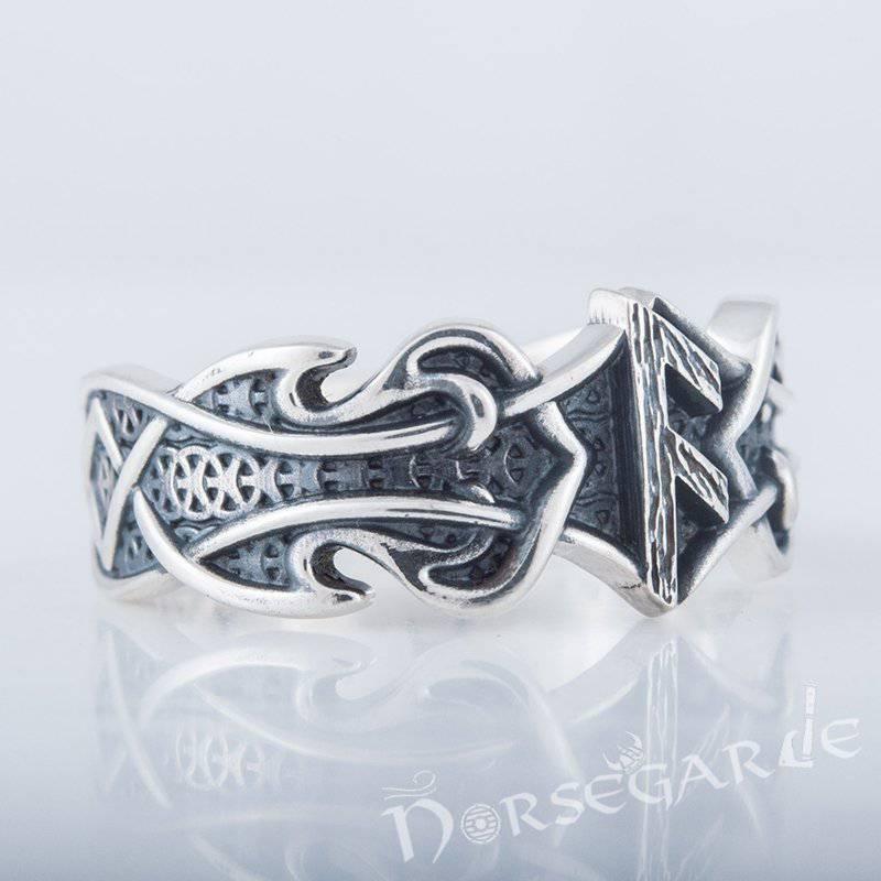 Handcrafted Celt Ornament Ansuz Band - Sterling Silver