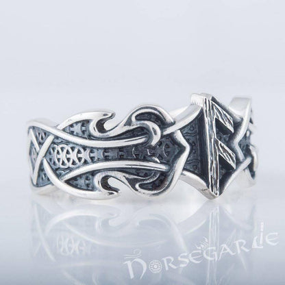 Handcrafted Celt Ornament Ansuz Band - Sterling Silver