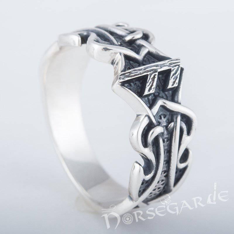Handcrafted Celt Ornament Ansuz Band - Sterling Silver