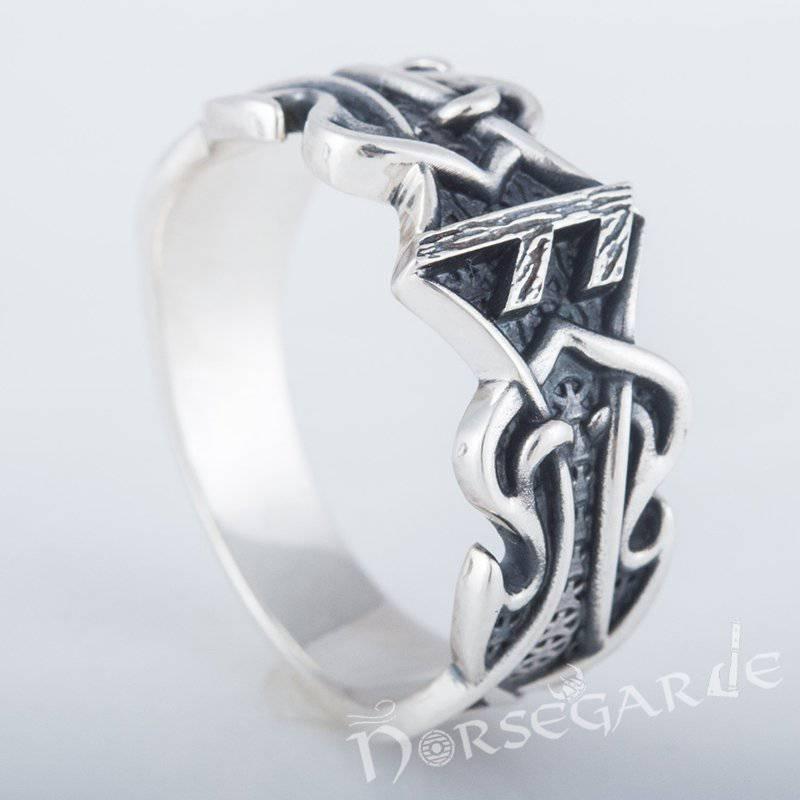 Handcrafted Celt Ornament Ansuz Band - Sterling Silver