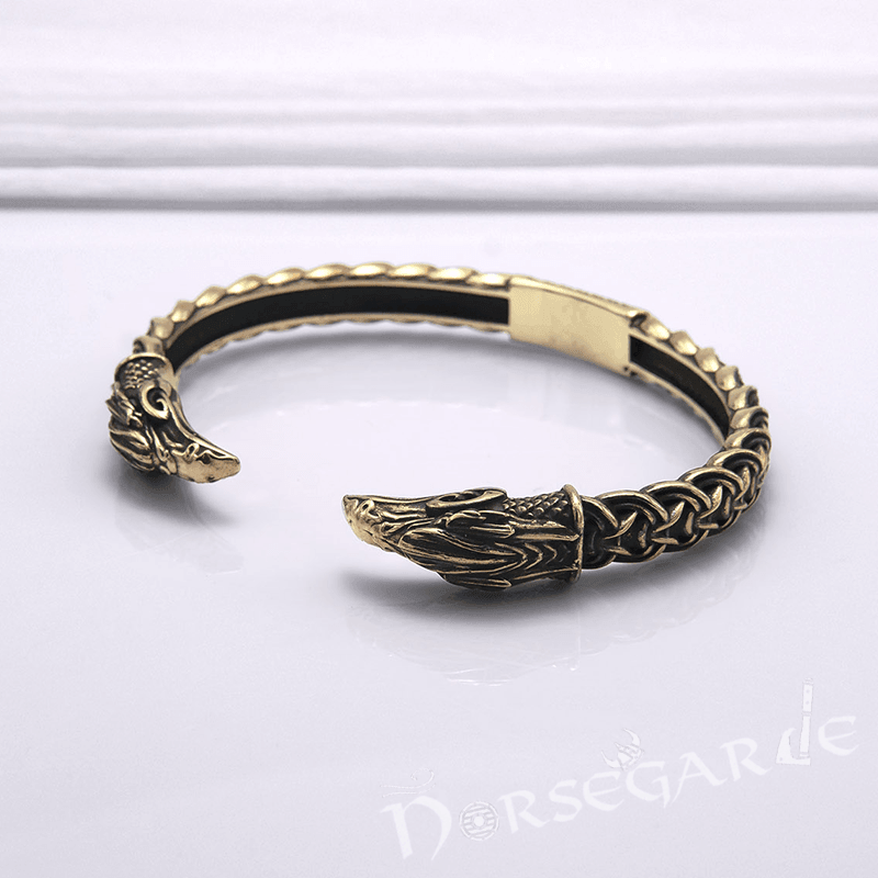 Handcrafted Celtic Raven Torc Bracelet - Bronze