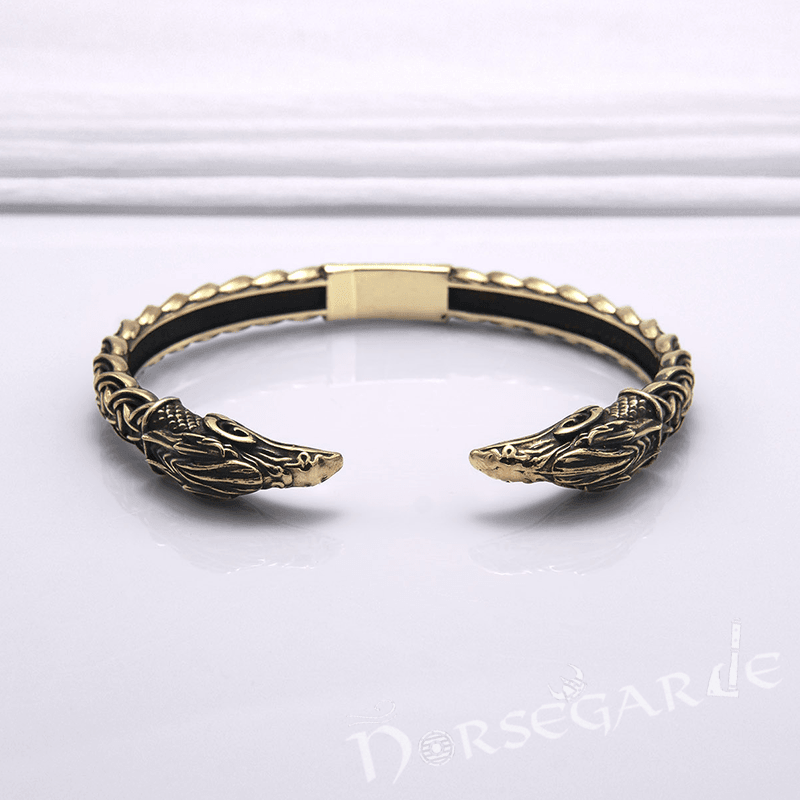 Handcrafted Celtic Raven Torc Bracelet - Bronze