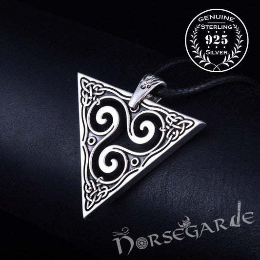 Handcrafted Celtic Triangle Triskelion Pendant - Sterling Silver