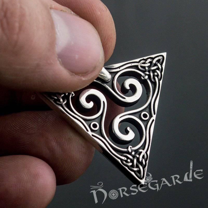 Handcrafted Celtic Triangle Triskelion Pendant - Sterling Silver