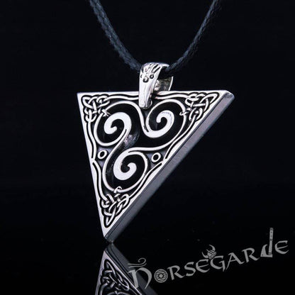 Handcrafted Celtic Triangle Triskelion Pendant - Sterling Silver
