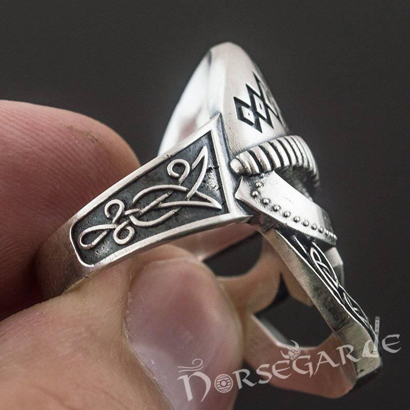 Handcrafted Celtic Warrior Helm Ring - Sterling Silver