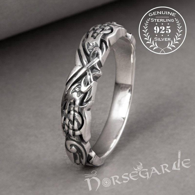 Handcrafted Clashed Ravens Band - Sterling Silver