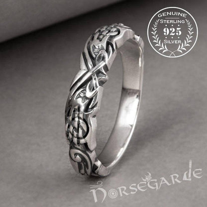 Handcrafted Clashed Ravens Band - Sterling Silver
