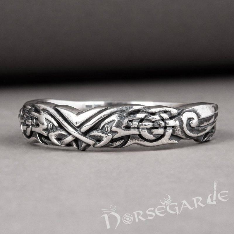 Handcrafted Clashed Ravens Band - Sterling Silver