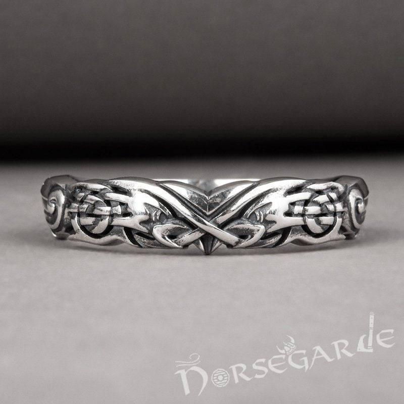 Handcrafted Clashed Ravens Band - Sterling Silver