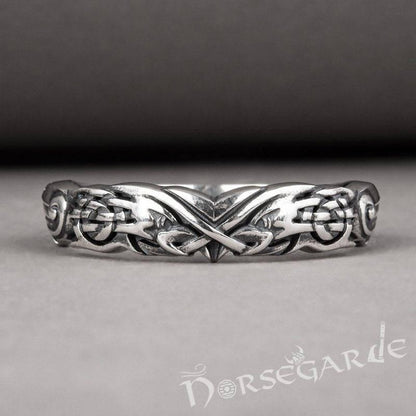 Handcrafted Clashed Ravens Band - Sterling Silver