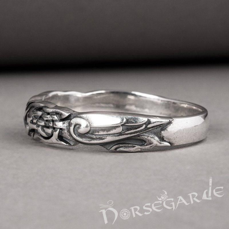 Handcrafted Clashed Ravens Band - Sterling Silver