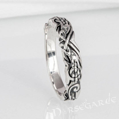 Handcrafted Clashed Ravens Band - Sterling Silver