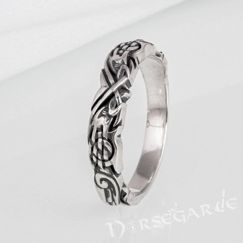 Handcrafted Clashed Ravens Band - Sterling Silver