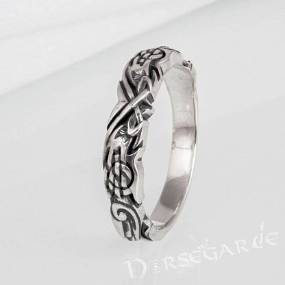 Handcrafted Clashed Ravens Band - Sterling Silver