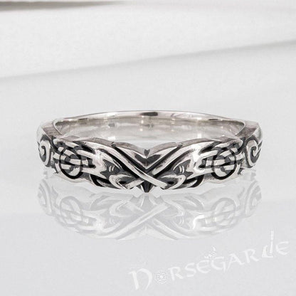 Handcrafted Clashed Ravens Band - Sterling Silver